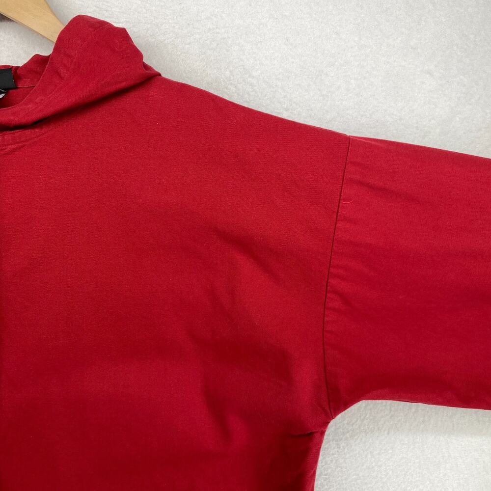 EILEEN FISHER Jacket XL Cotton Canvas Chore Snap Front Pocket Hooded Red USA VTG - Picture 7 of 13